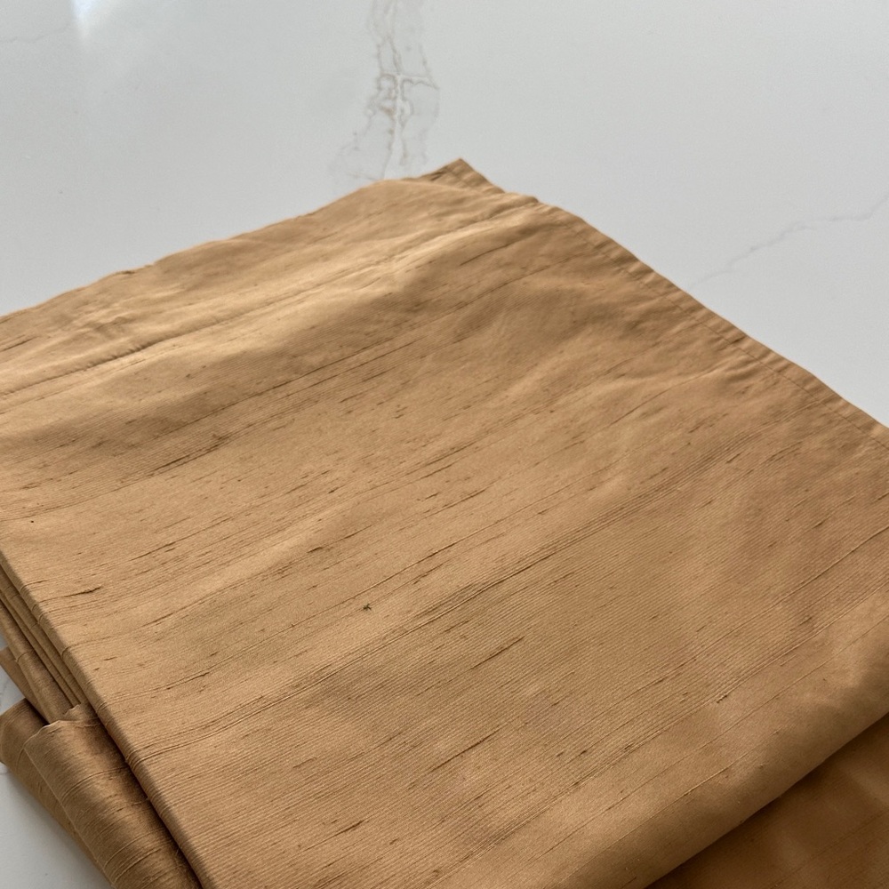 Pottery Barn amber silk drapes